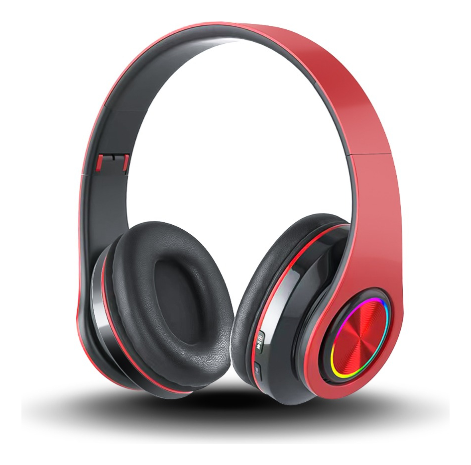 Audífonos Bluetooth Funbu de Diadema C/Oreja de Gato Rgb color Rojo/Negro para Niño