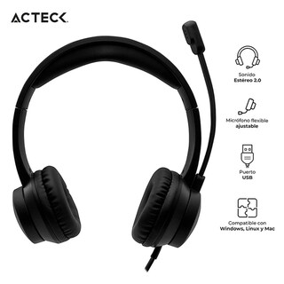 Foto 6 | Audífonos Alámbricos Acteck Hu430 con Micrófono color Negro