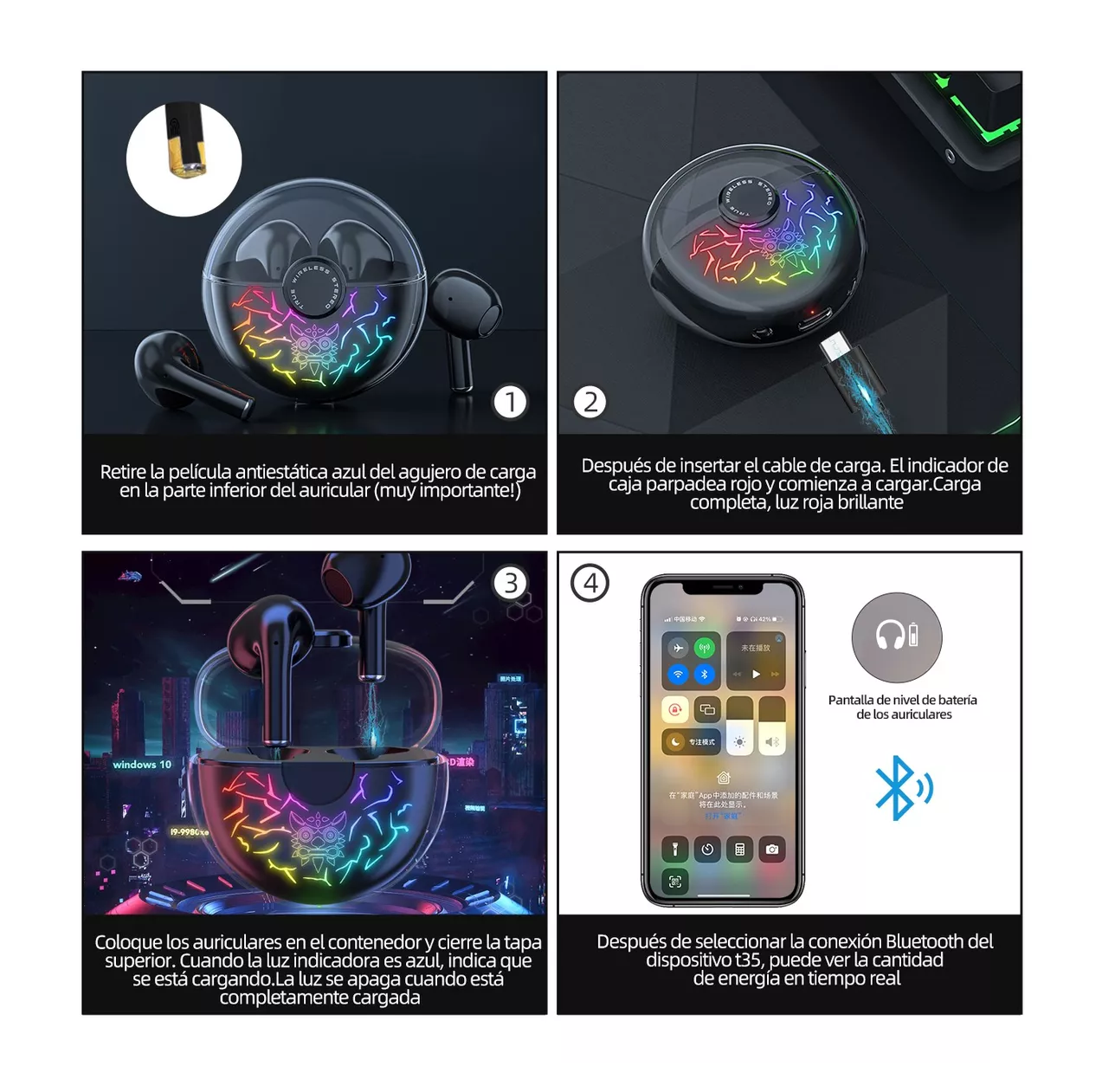 Foto 4 pulgar | Audífonos Inalambricos Bluetooth Cancelacion De Ruido T35 Negro