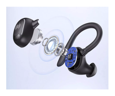 Foto 2 | Auriculares Deportivos Belug Negros Bluetooth Impermeables con Gancho
