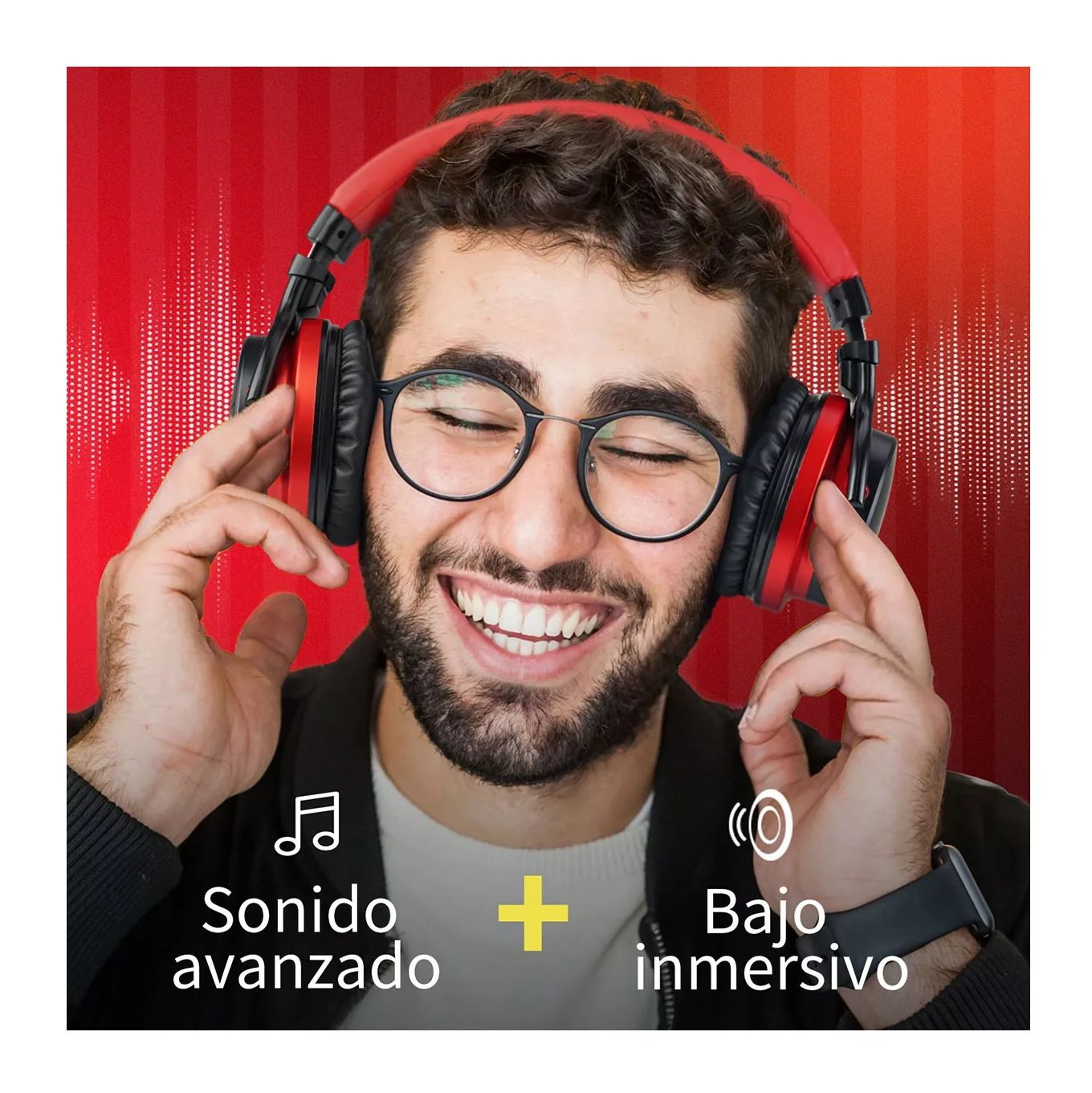 Foto 4 pulgar | Audífonos Bluetooth con Cancelación de Ruido Rojo y Negro