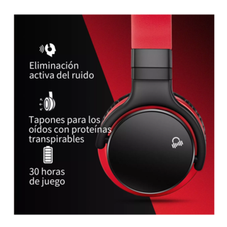 Foto 4 | Audífonos Bluetooth con Cancelación de Ruido Rojo y Negro