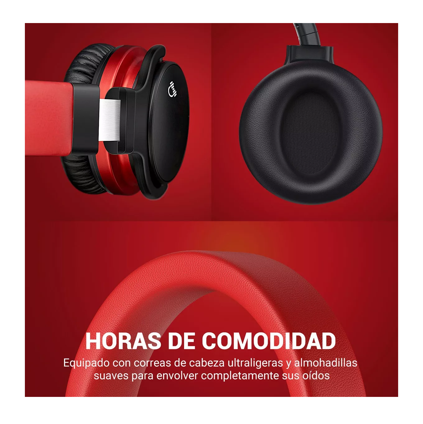 Foto 6 pulgar | Audífonos Bluetooth con Cancelación de Ruido Rojo y Negro