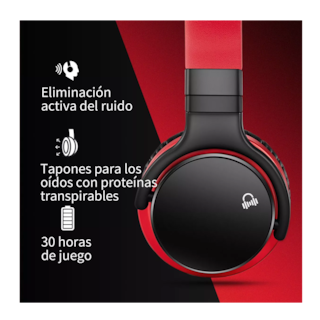 Foto 4 | Audífonos Bluetooth con Cancelación de Ruido Rojo y Negro