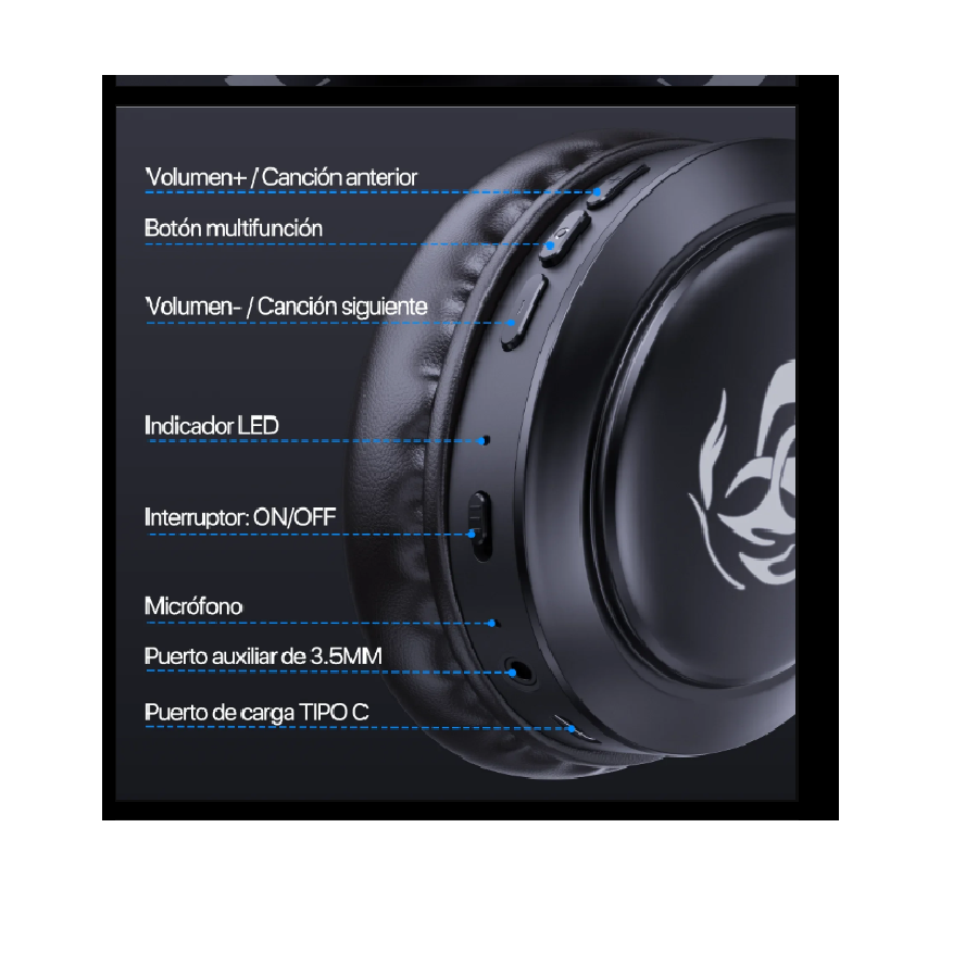 Foto 4 | Audífonos Inalámbricos Prodotty Diadema Deep Bass Negros