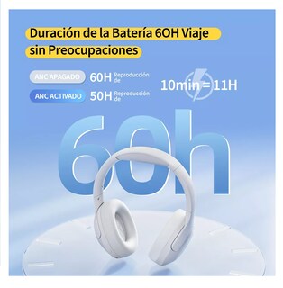Foto 3 | Audífonos Inalámbricos Qcy H3lite 28db Anc Gamer Diadema Wh Blanco