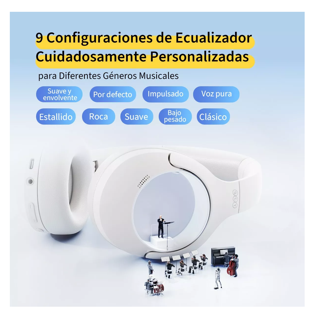 Foto 5 pulgar | Audífonos Inalámbricos Qcy H3lite 28db Anc Gamer Diadema Wh Blanco