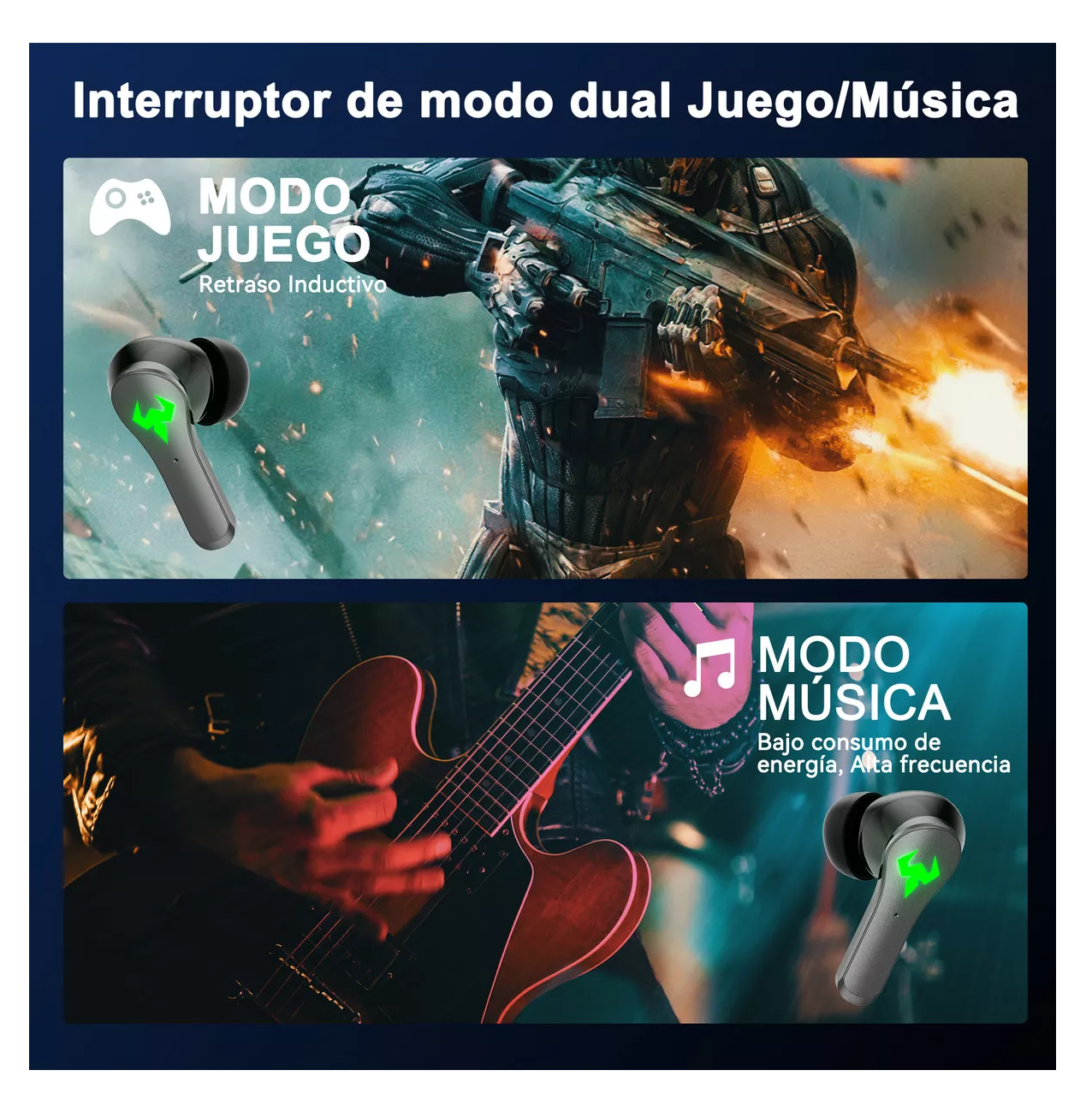 Foto 3 | Audífonos Inalámbricos Gamer Bluetooth 5.2 con Micrófono y Cancelación de Ruido