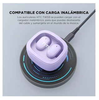Foto 2 | Auriculares Gamer Inalámbricos HTC True Wireless Earbuds 9+ BDA9 Violeta con Luz LED