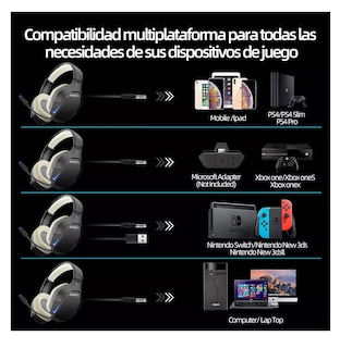 Foto 3 | Audífonos Gamer Para Xbox Pc K10 Con Microfono Y Led Rgb Color Negro/beige