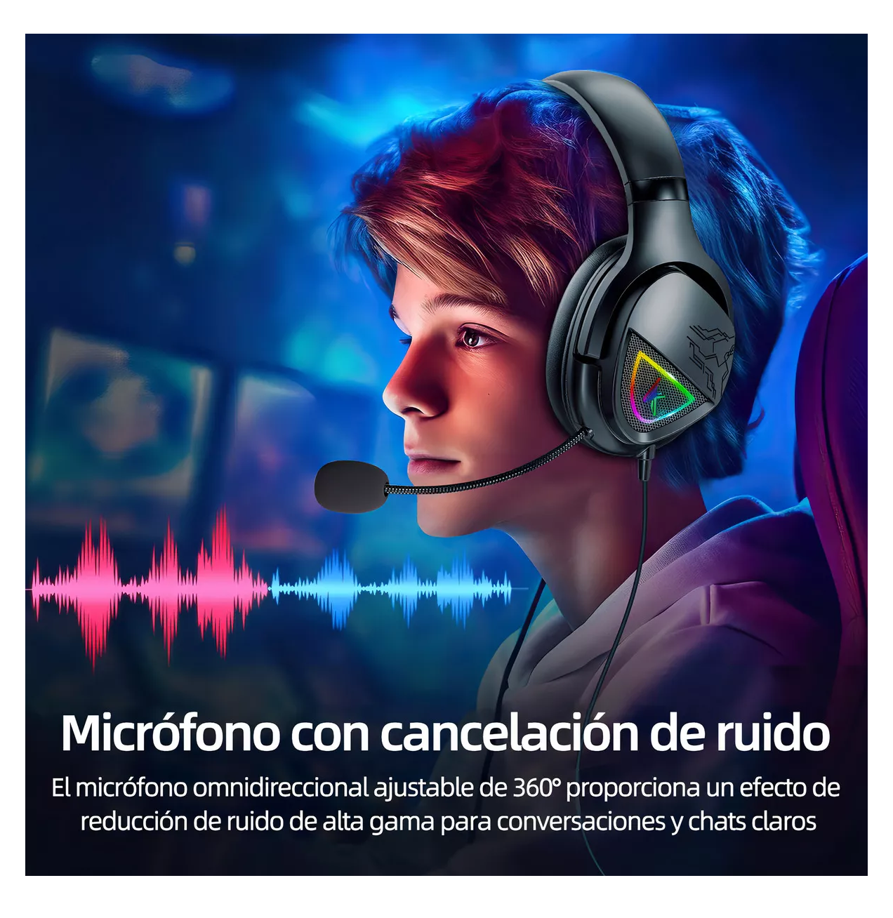 Foto 5 pulgar | Audífonos Gamer Diadema Con Microfono Led Rgb Negro