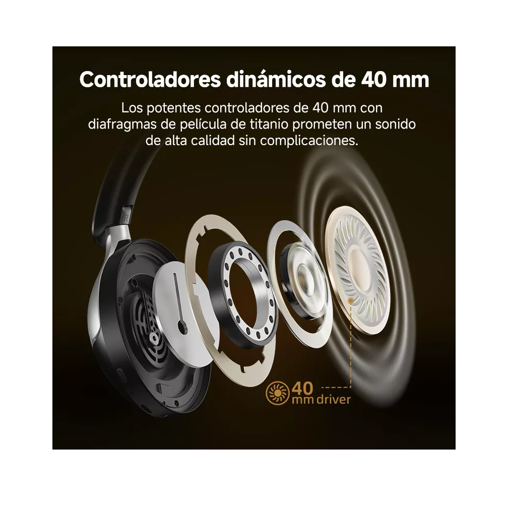 Foto 5 pulgar | Audífonos Inalámbricos Qcy H3pro 50db Anc Gamer Diadema Bk Negro