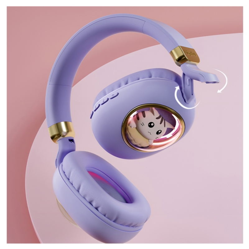 Foto 3 pulgar | Audífonos Bluetooth Kwai Cat Purple Design - Venta Internacional.