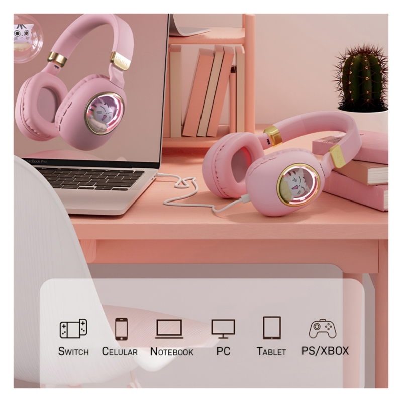 Foto 4 pulgar | Audífonos Bluetooth Kwai Cat Purple Design - Venta Internacional.