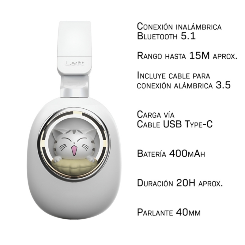 Foto 6 pulgar | Audífonos Bluetooth Kwai Cat Purple Design - Venta Internacional.