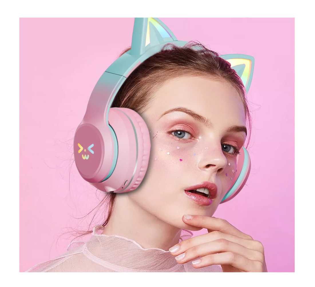 Foto 3 pulgar | Audífonos Orejas De Gato Bluetooths Belug, Inalámbricos Diadema Niños, Rosa