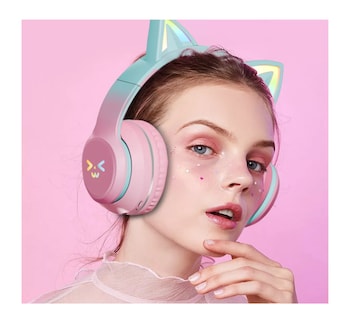 Foto 2 | Audífonos Orejas De Gato Bluetooths Belug, Inalámbricos Diadema Niños, Rosa