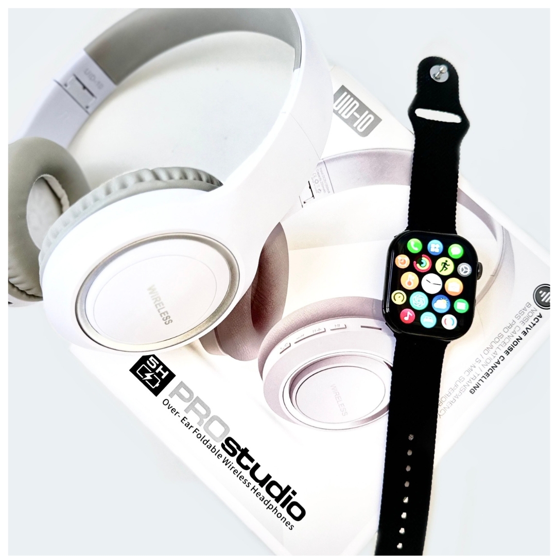 Foto 5 pulgar | Smart Watch Jw9 Negro con Audifonos Diadema Uid 10 Prostudio Blanco
