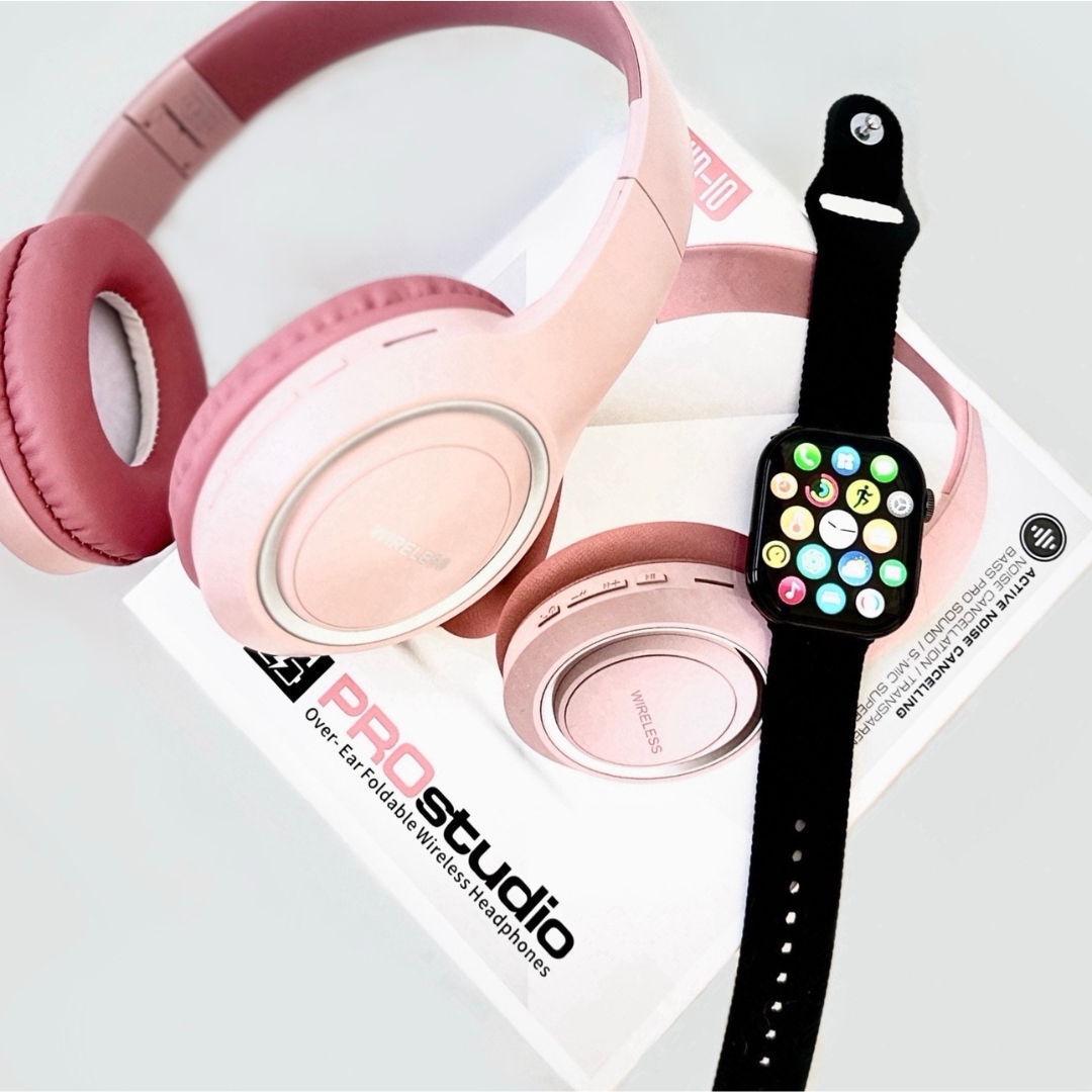 Foto 3 pulgar | Smart Watch Jw9 Negro con Audifonos Diadema Uid 10 Prostudio Rosa