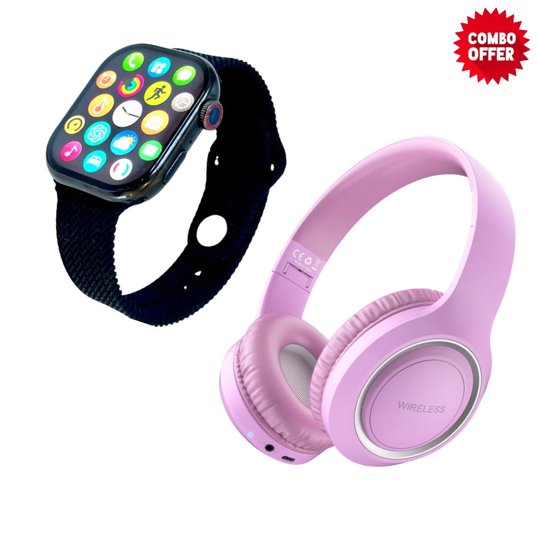Smart Watch Jw9 Negro con Audifonos Diadema Uid 10 Prostudio Purpura