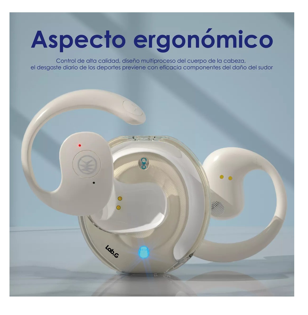 Foto 4 pulgar | Auriculares Deportivos Bluetooth Lab.g Con Oreja Colgante Beige