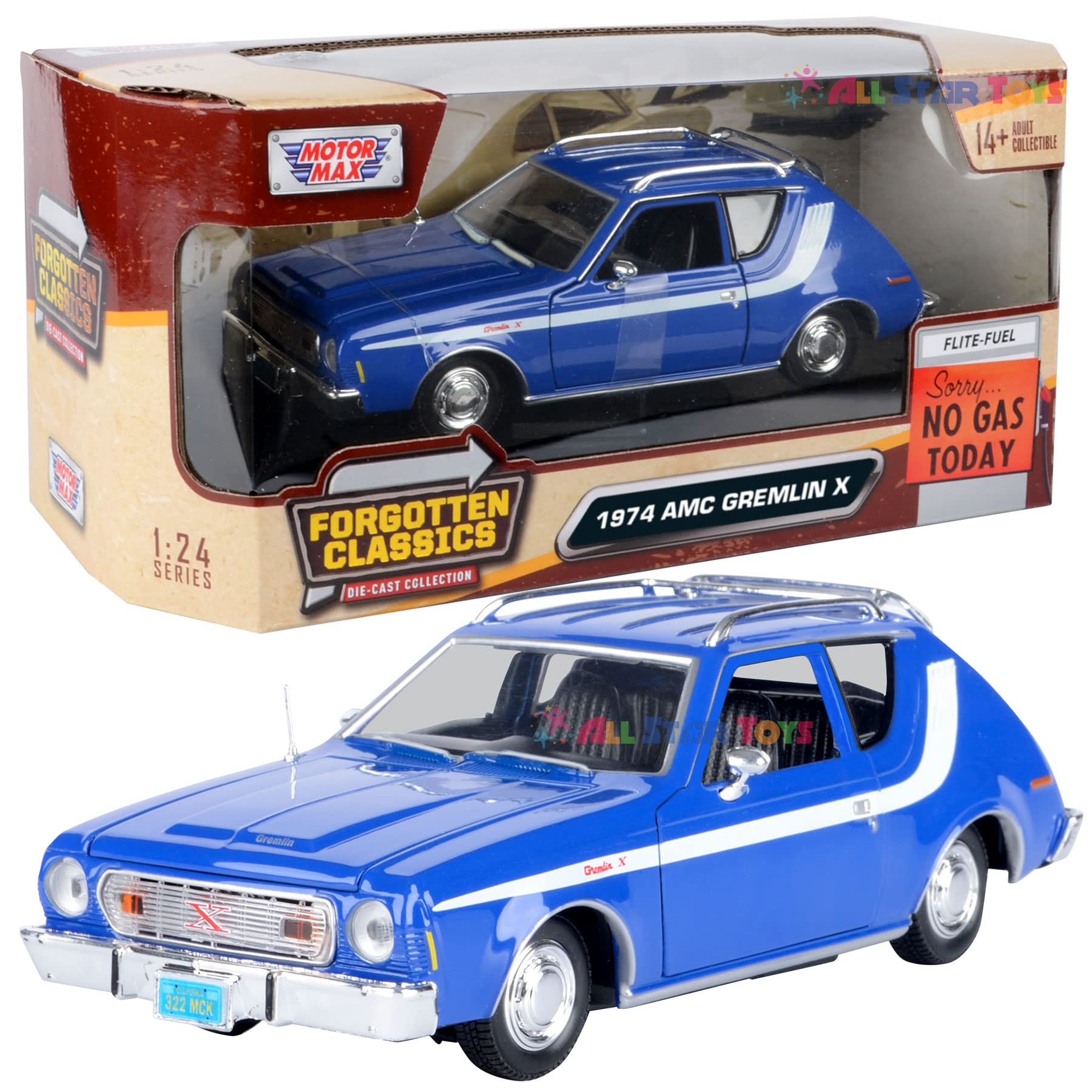 Foto 1 | Maqueta De Coche Fundido A Presión Motormax 1974 Amc Gremlin X Escala 1:24 Azul - Venta Internacional.