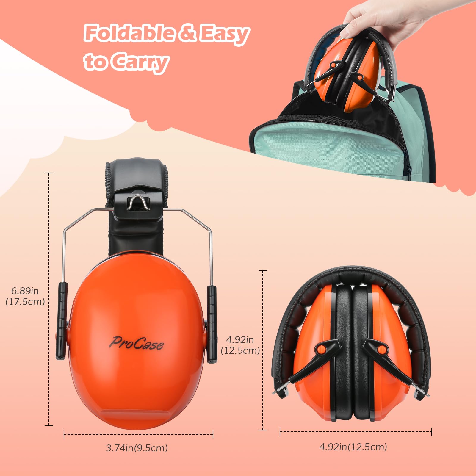 Foto 8 pulgar | Auriculares Con Cancelación De Ruido Procase Para Niños Pequeños, Color Naranja - Venta Internacional.