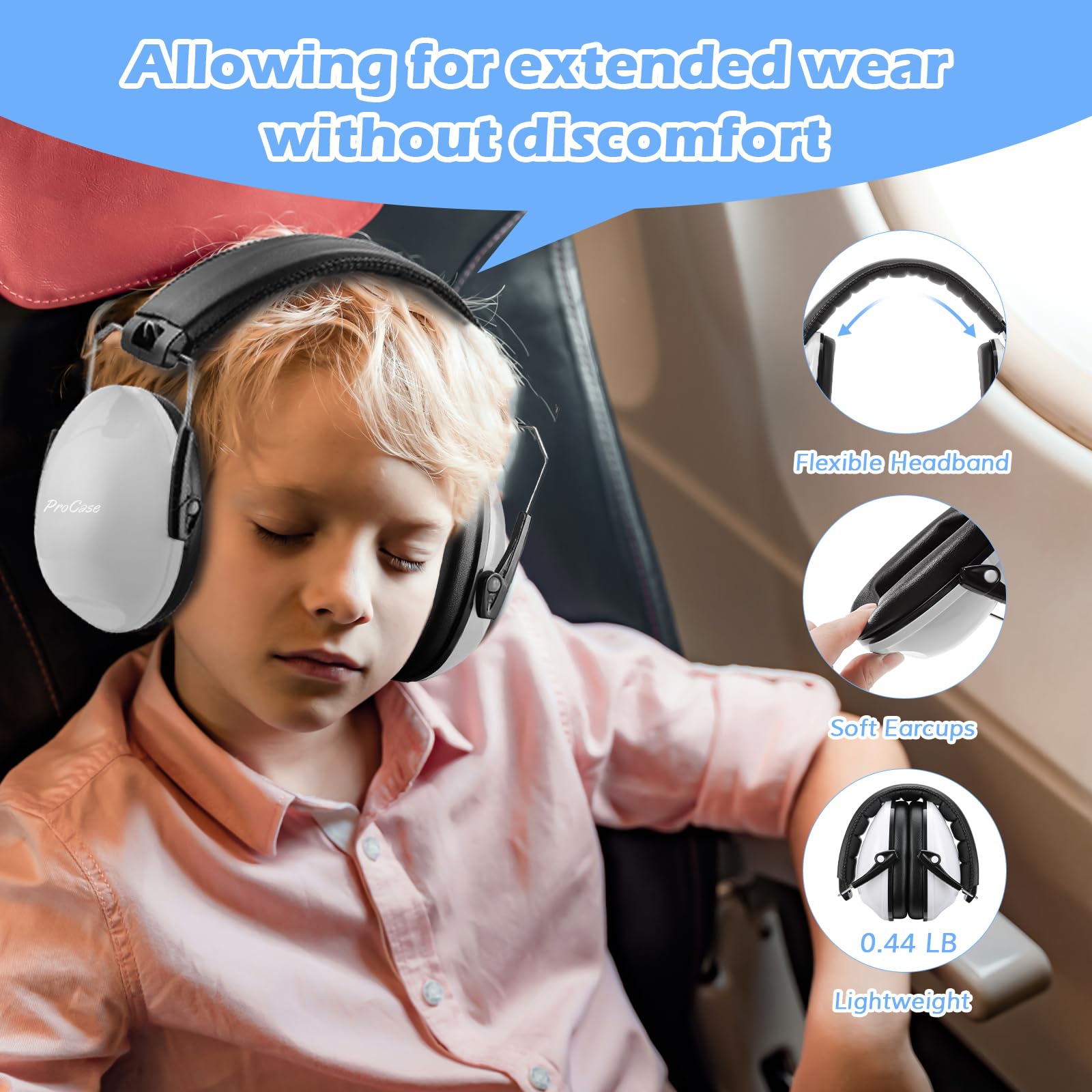 Foto 5 | Auriculares Con Cancelación De Ruido Procase Para Niños Pequeños, Blancos - Venta Internacional.
