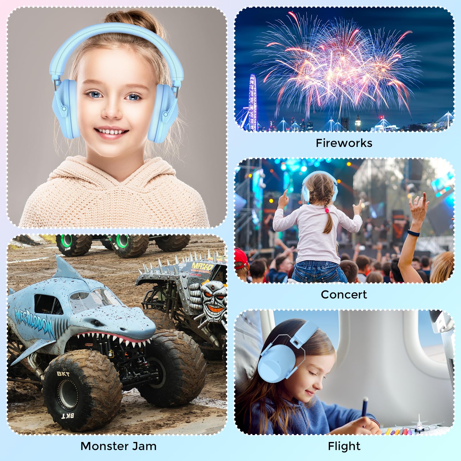 Foto 6 | Auriculares Con Cancelación De Ruido Procase Kids Skyblue - Venta Internacional.