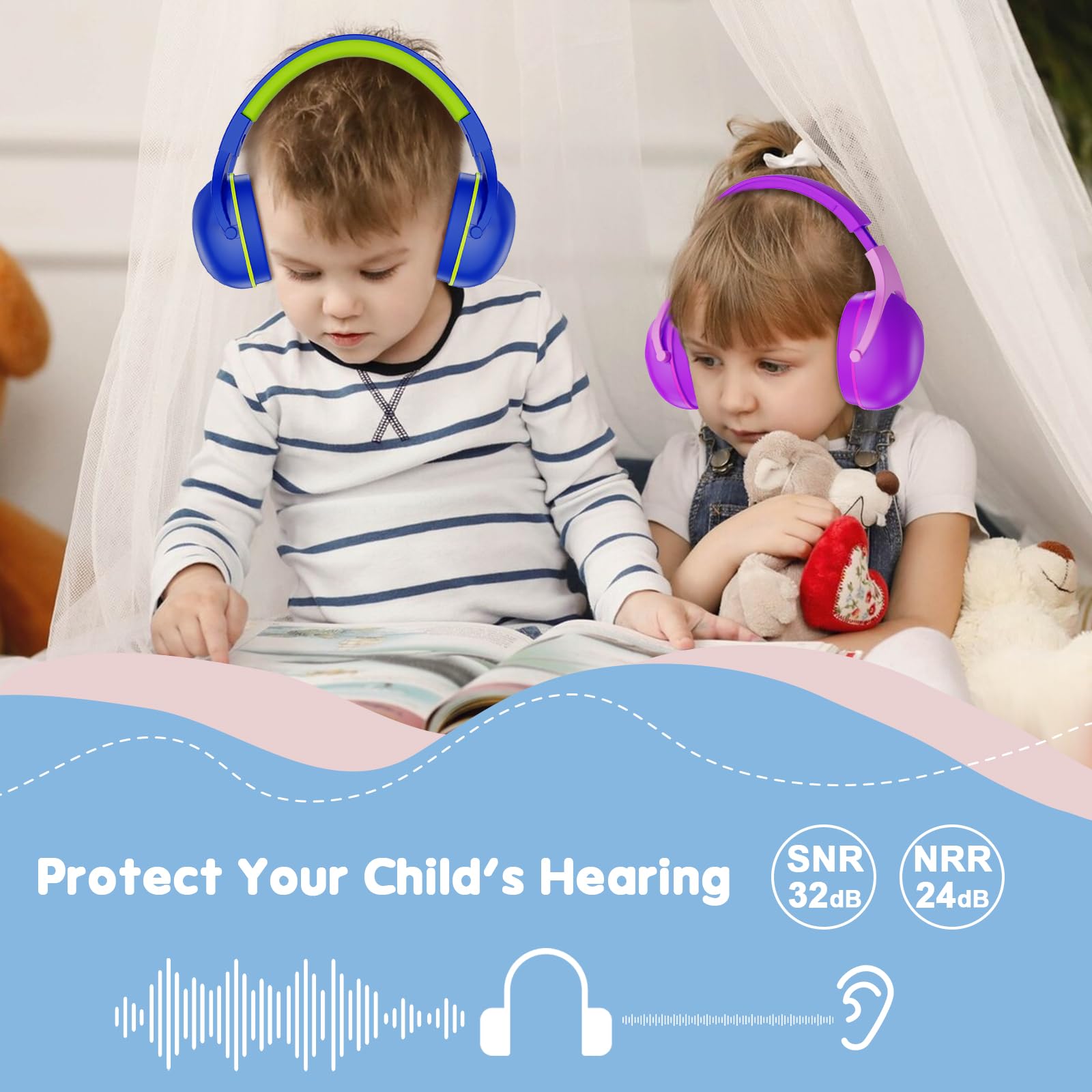 Foto 2 | Auriculares Con Cancelación De Ruido Procase Para Niños De 2 A 8 Años, Paquete De 2 - Venta Internacional.