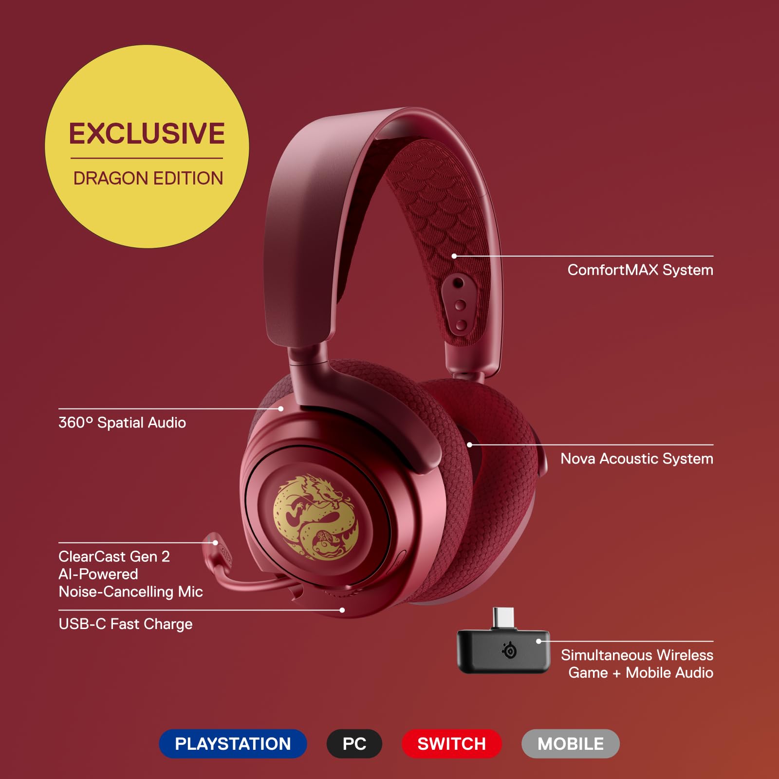 Foto 3 pulgar | Auriculares Para Juegos Steelseries Arctis Nova 7 Wireless Dragon Ed. - Venta Internacional.