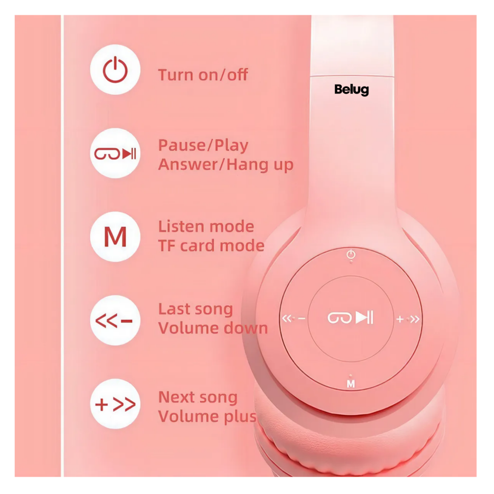 Foto 4 pulgar | Audífonos Gamer Inalámbricos Belug  Rosa Gris