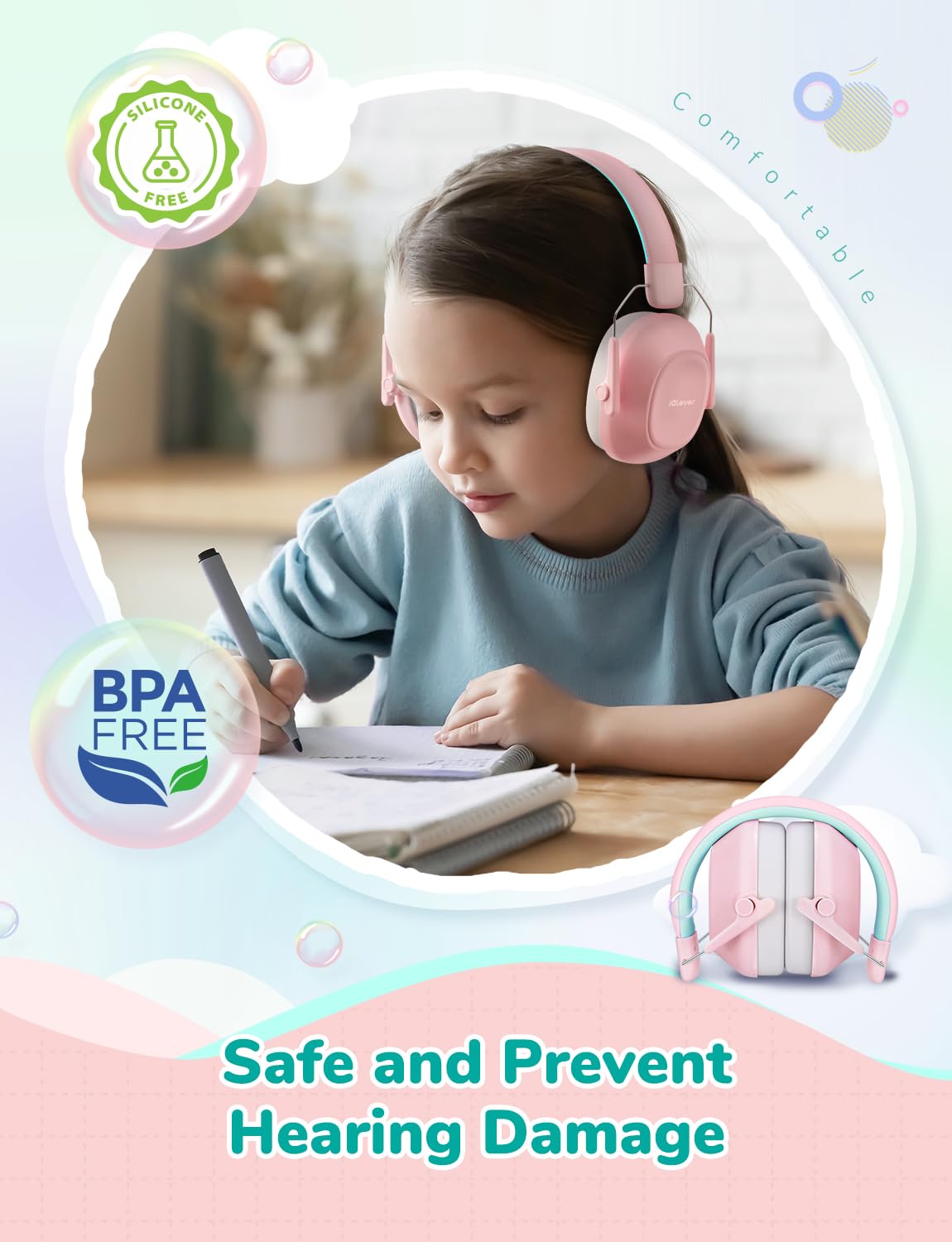 Foto 4 pulgar | Auriculares Con Cancelación De Ruido Iclever Em01 Para Niños/adultos - Venta Internacional.