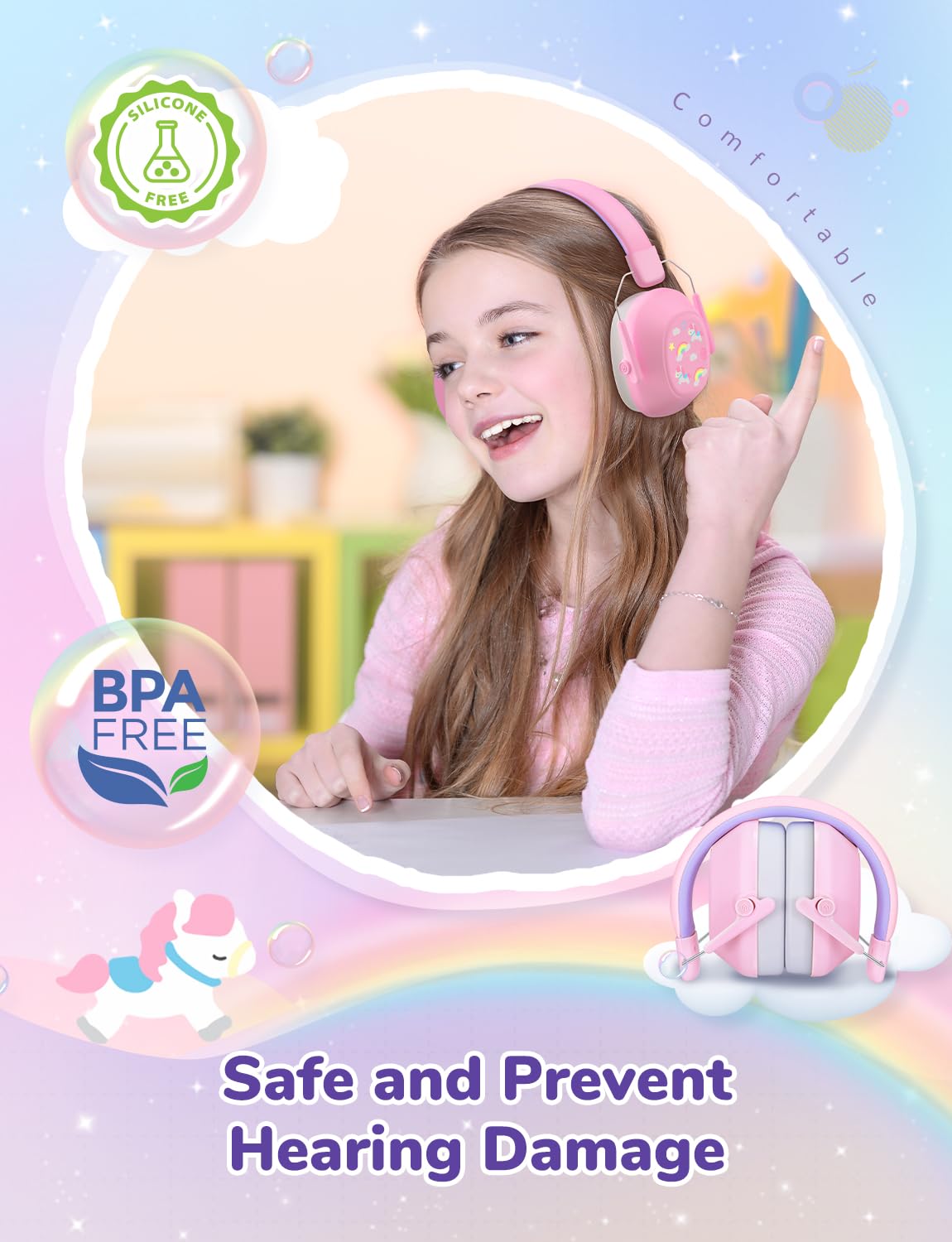 Foto 4 pulgar | Auriculares Con Reducción De Ruido Iclever Em01 Para Niños Rainbow - Venta Internacional.