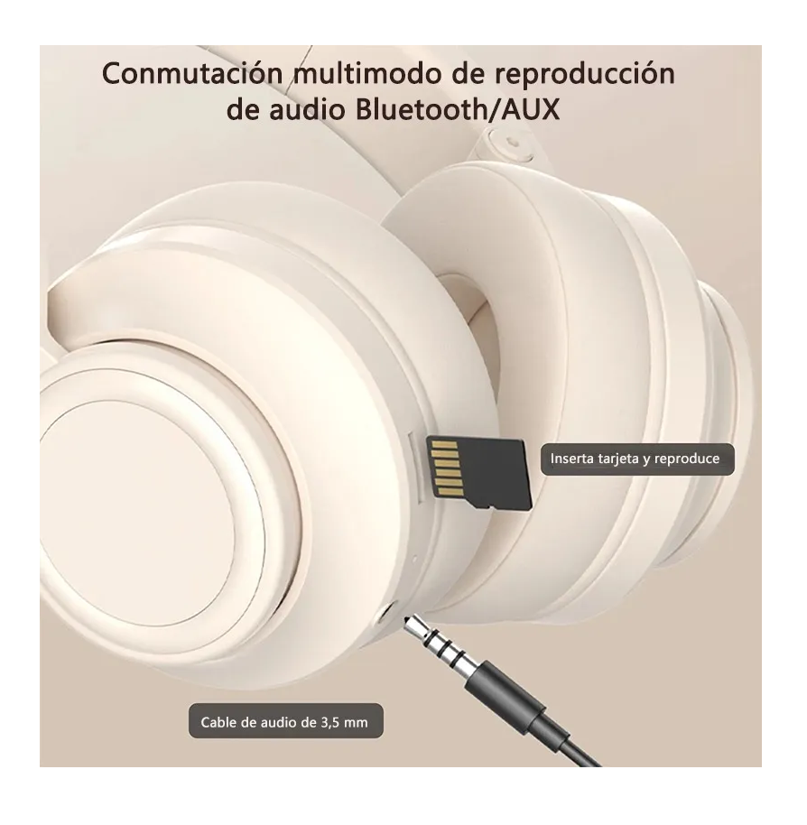 Foto 5 pulgar | Auriculares Inalámbricos Bluetooth Diadema Naranja Claro