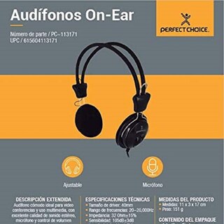 Foto 2 | Audífonos Perfect Choice Pc-113171 On Ear color Negro