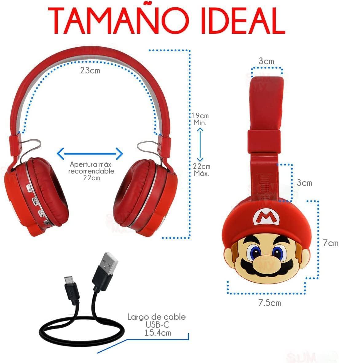 Foto 4 pulgar | Audífonos Inalámbricos Diadema Bluetooth Mario Bros color Rojo