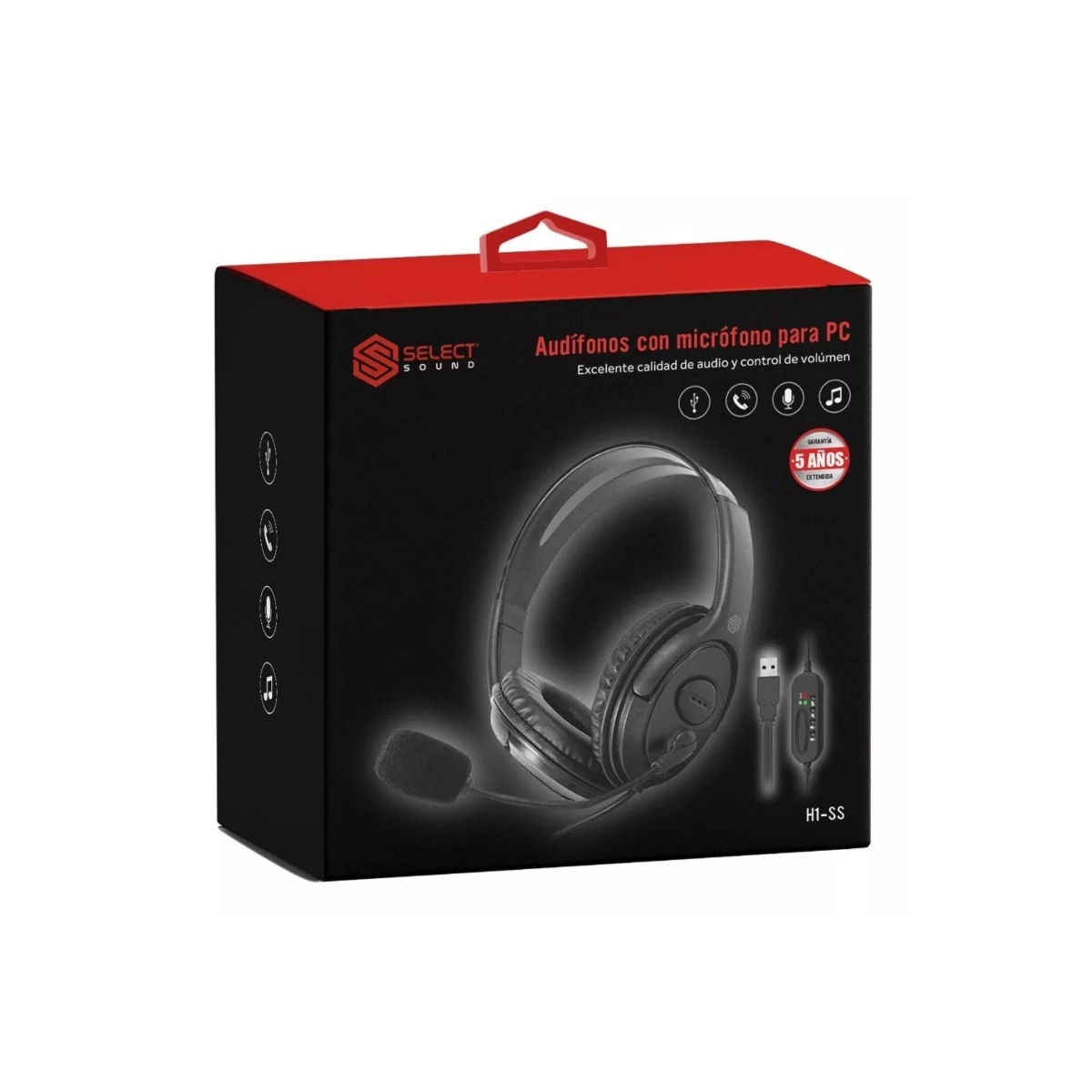 Foto 2 | Audífonos con Micrófono Select Sound H1-AA Alámbricos USB Negro