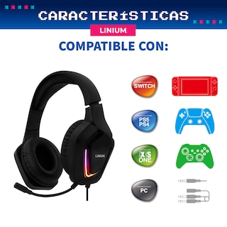 Foto 2 | Audífonos Diadema Gamer Microfono Luz Led Linium Color Negro