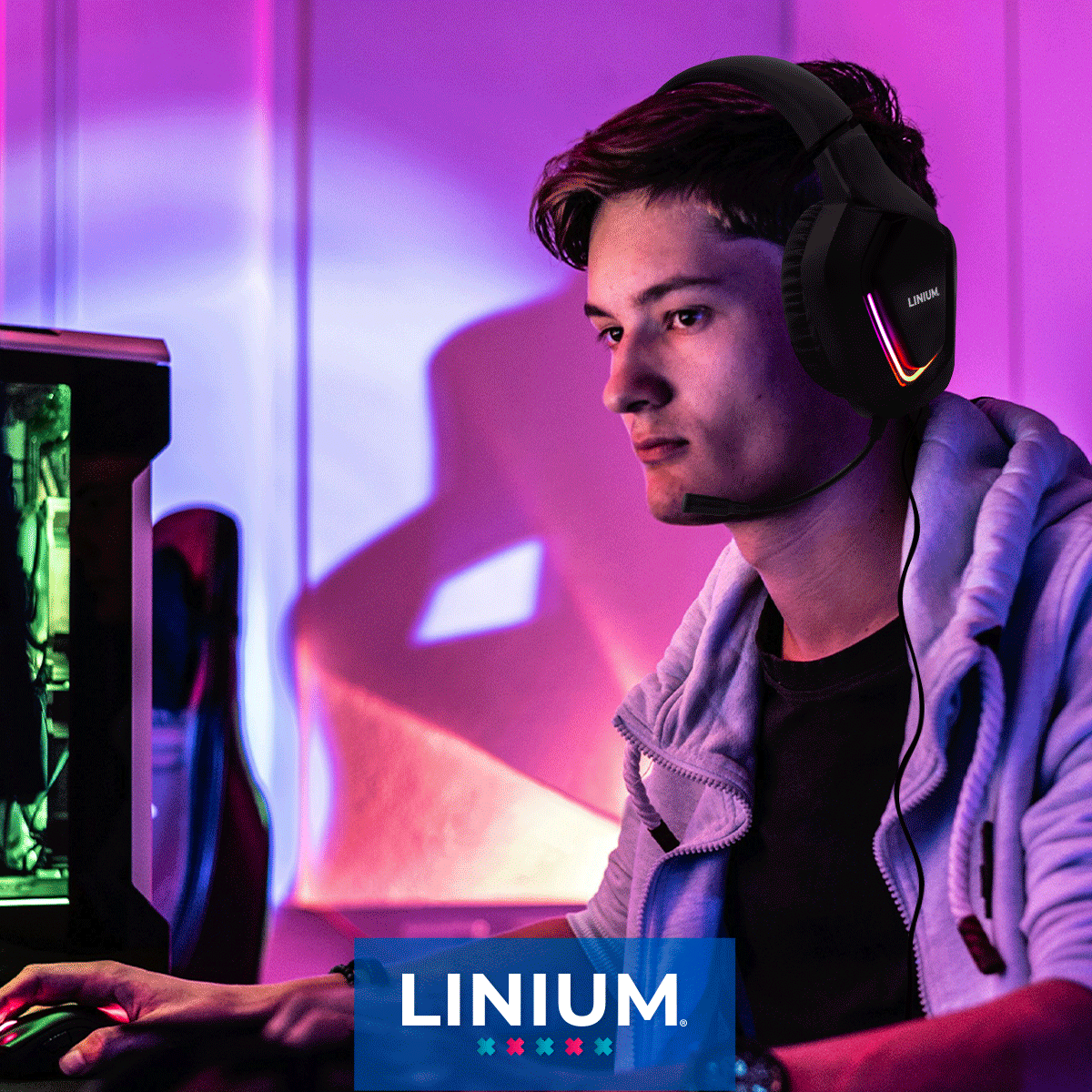 Foto 4 pulgar | Audífonos Diadema Gamer Microfono Luz Led Linium Color Negro