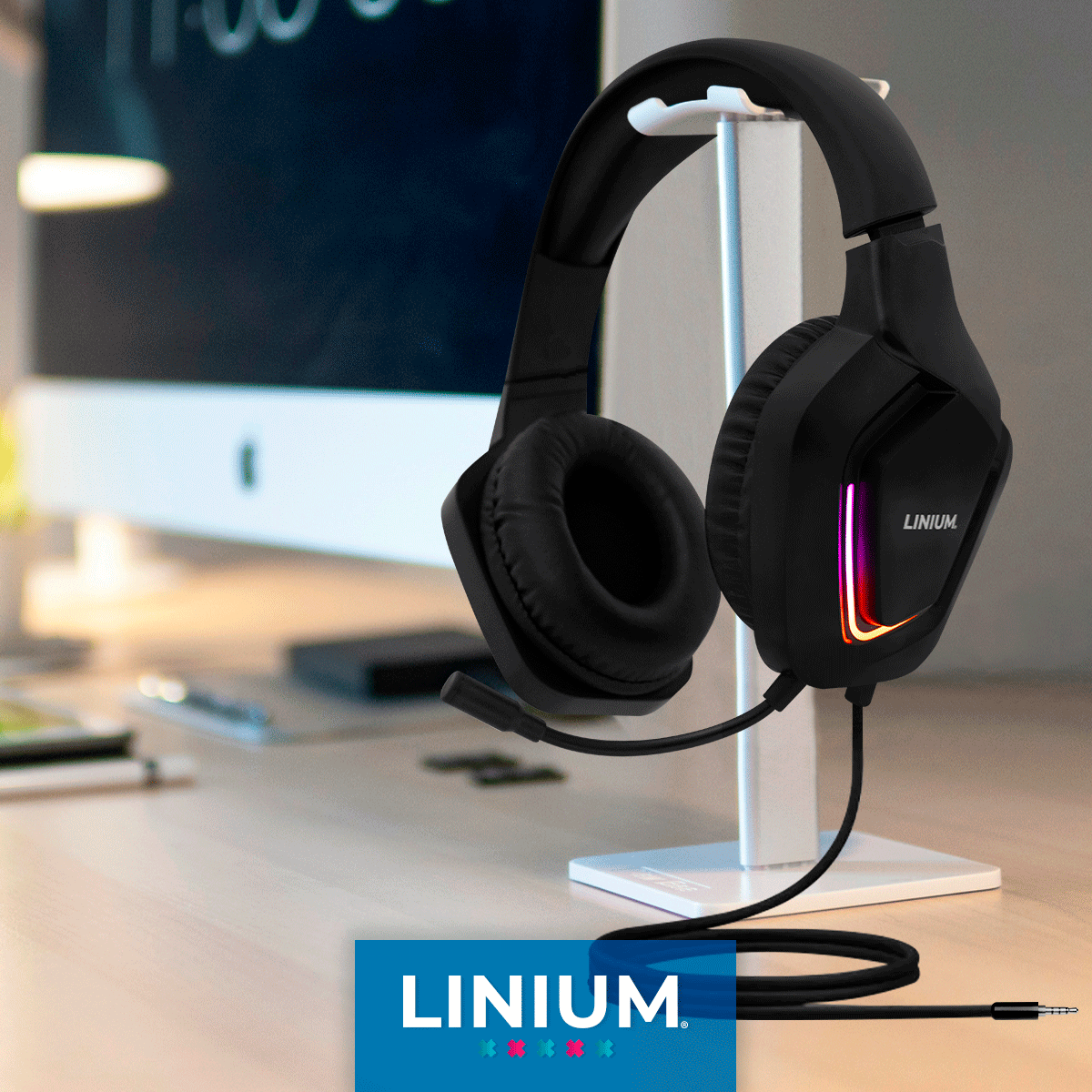 Foto 8 pulgar | Audífonos Diadema Gamer Microfono Luz Led Linium Color Negro
