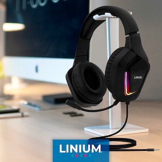 Foto 7 | Audífonos Diadema Gamer Microfono Luz Led Linium Color Negro