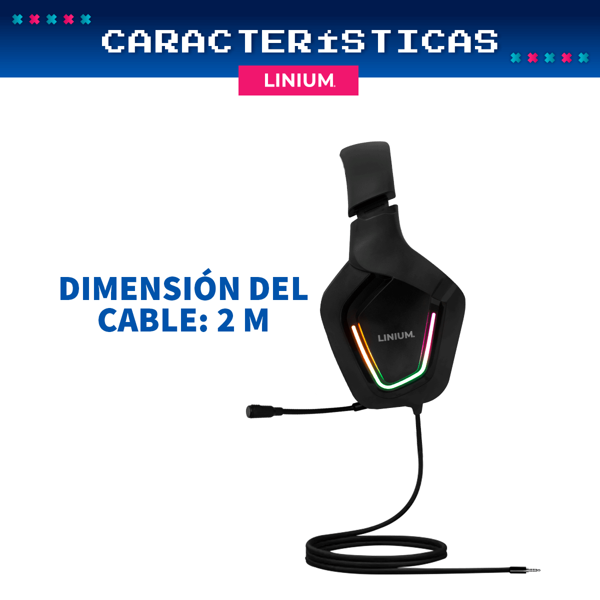 Foto 9 pulgar | Audífonos Diadema Gamer Microfono Luz Led Linium Color Negro