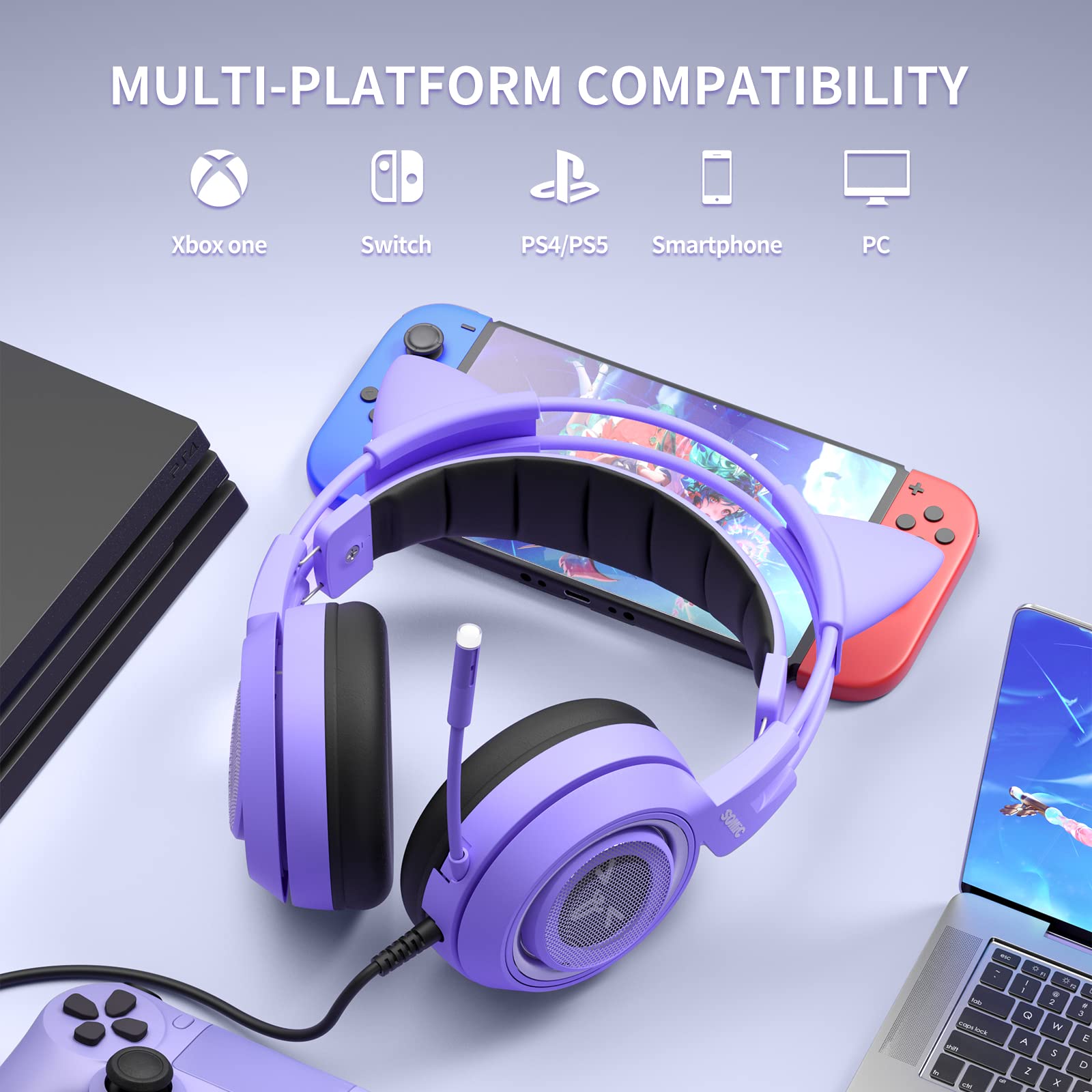 Foto 4 | Auriculares para Juegos Somic G951s Purple con Micrófono para Ps4, Ps5, Xbox One - Venta Internacional