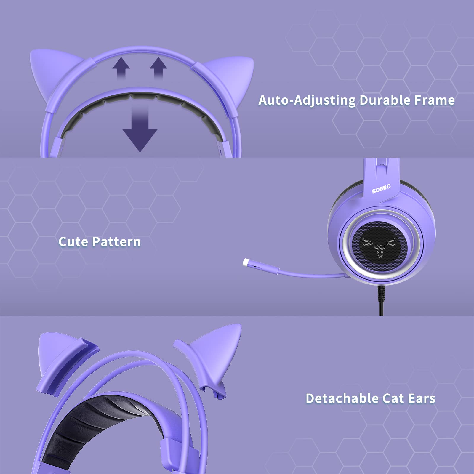 Foto 6 pulgar | Auriculares para Juegos Somic G951s Purple con Micrófono para Ps4, Ps5, Xbox One - Venta Internacional