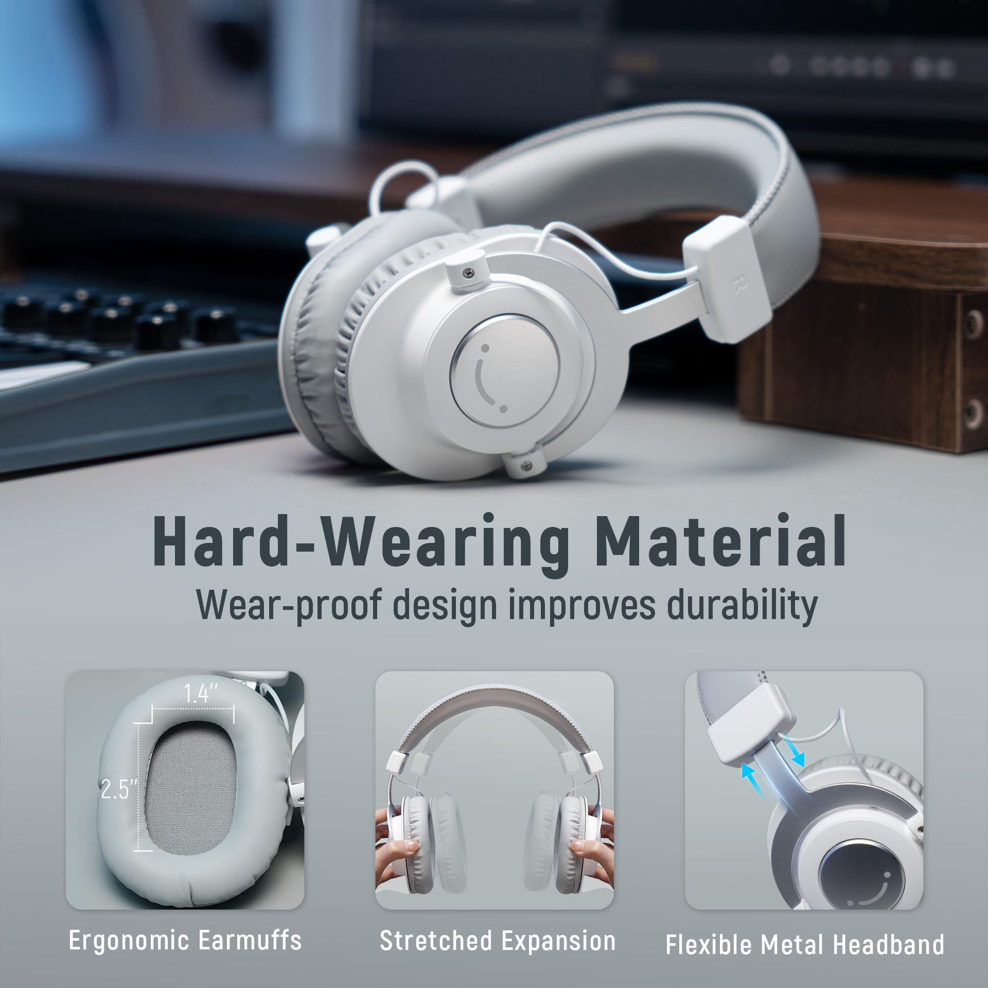 Foto 7 pulgar | Auriculares Para Monitor De Estudio Fifine H8 Con Cable Para Colocar Sobre Las Orejas, Blancos - Venta Internacional.