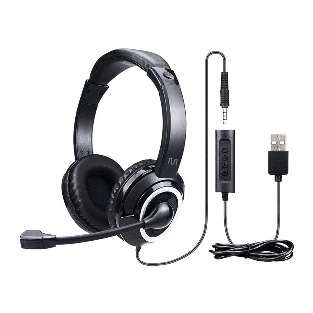 Audífonos Gamer Multilaser Ph424 Alámbricos 240 Cm  Micrófono 270°  Conexión P3-usb  Reducción De Ruido  Negro