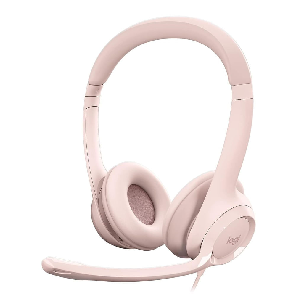 Audífonos Alámbrico Logitech H390 Con Micrófono  Conexión Usb  Control De Volumen  Cable 1.9m  Rosado
