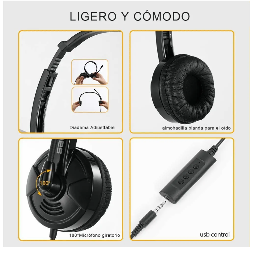 Foto 3 pulgar | Audífonos Alámbricos Diadema Call Center Con Micrófono