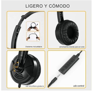 Foto 2 | Audífonos Alámbricos Diadema Call Center Con Micrófono